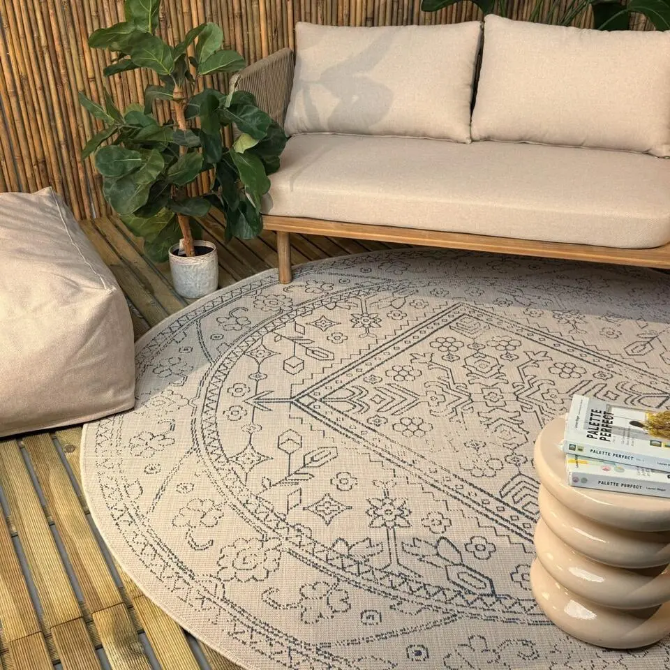 Interieur05 rond buitenkleed blauw Nova - 240 x 240 cm