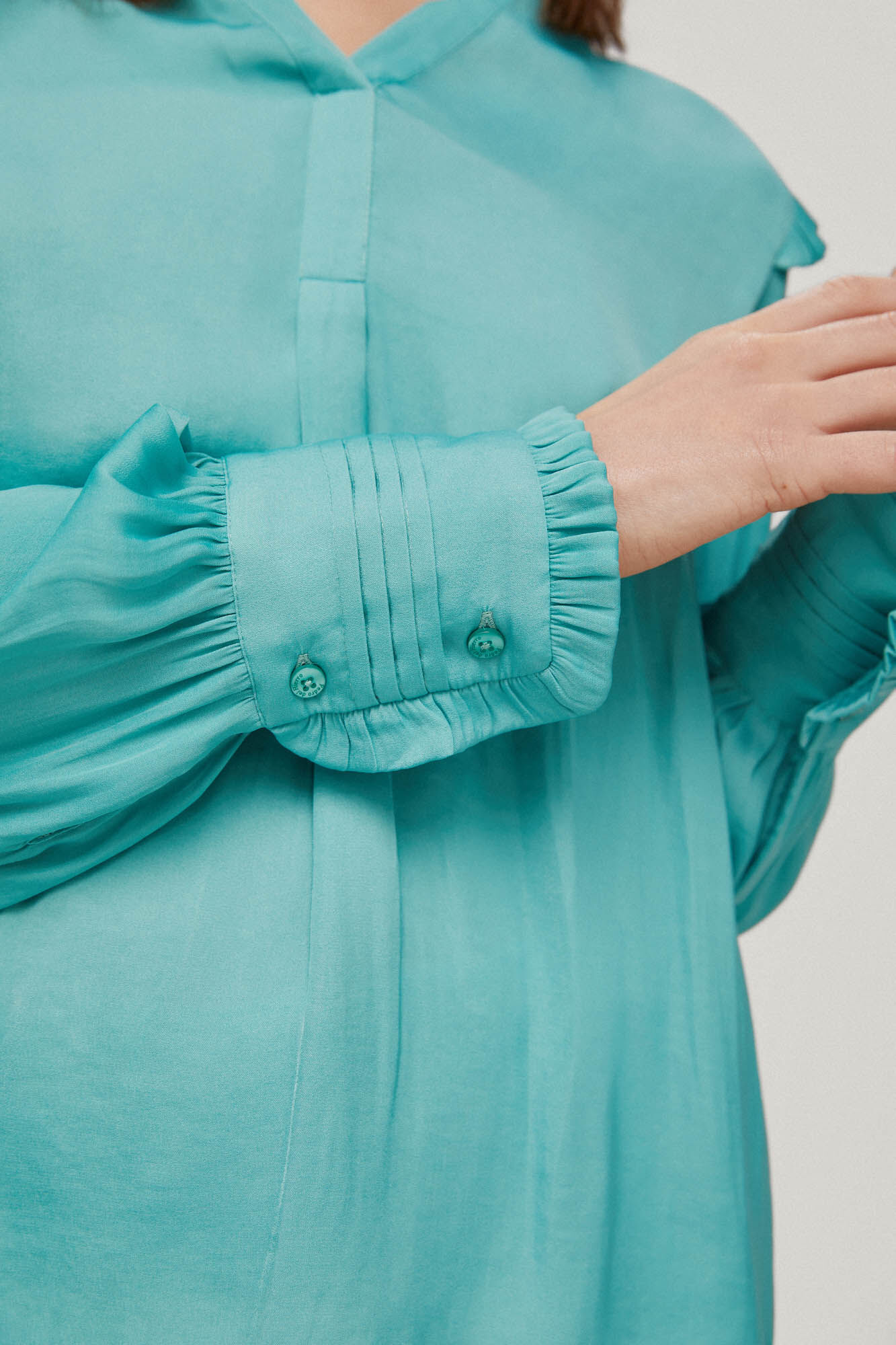 Blusa fluida com babados - Verde