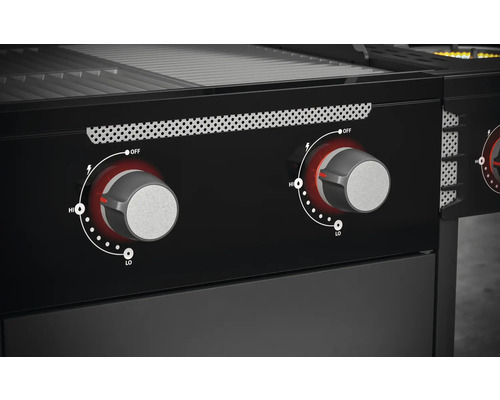 Tenneker® Halo Gas Grill Power Zone TG 3 156,4 x 61 x 117,5 cm 3 branders + zijbrander, gietijzeren rooster, platformsysteem, glazen inzetstuk in het deksel