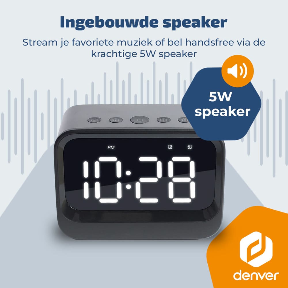 Denver EC54W Wekker met Bluetooth speaker