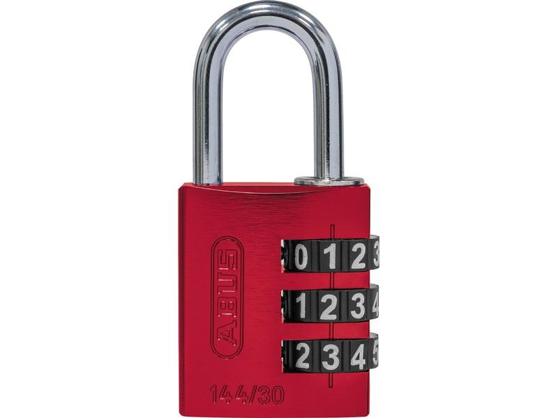 Abus Zahlenschloss 144/30 B/DFNLI Rot Aluminium Vorhangschloss mit einstellbarem Zahlencode