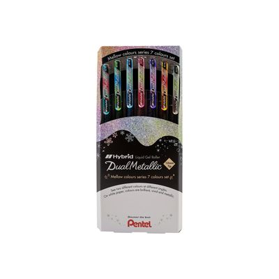 Pentel Hybrid Dual Metallic - 7 Rollers - couleurs métalliques assorties