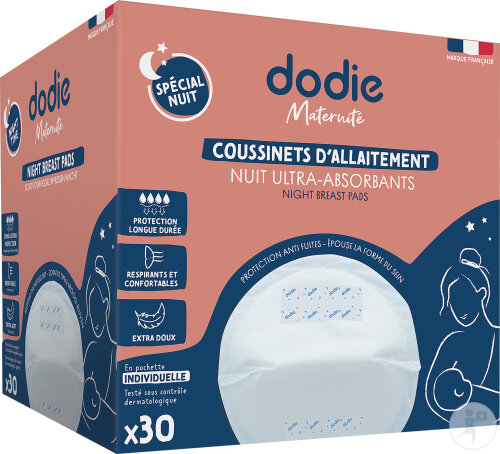 Dodie Coussinets D'Allaitement Nuit Avec Adhésif 30 Pièces