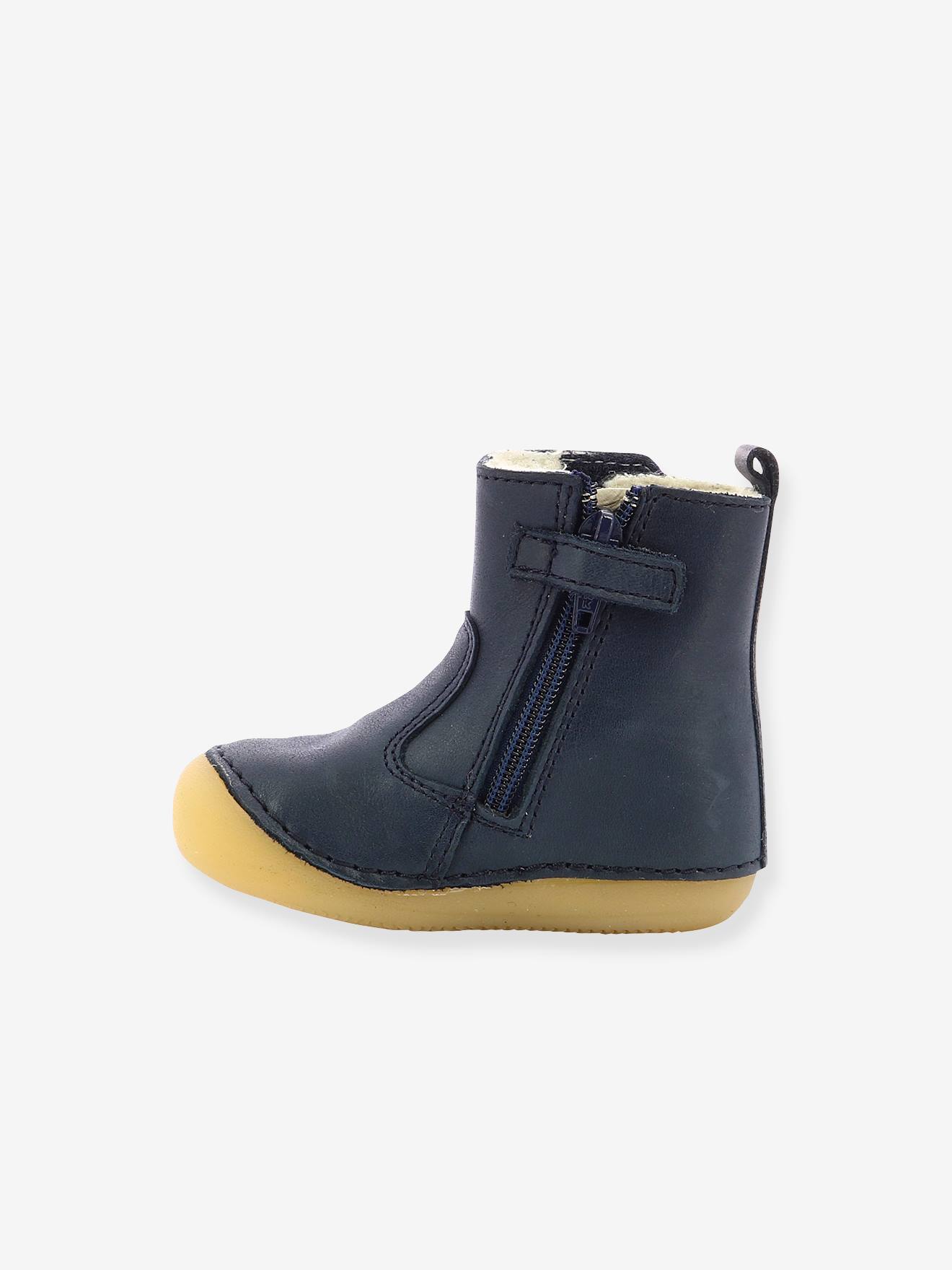 Sapatinhos de couro para bebê Socool Cho KICKERS® First Steps, bege claro, lisos