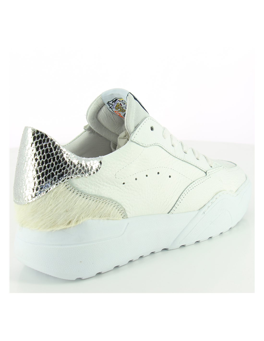semerdjian baskets de ville femme tany 6615 cuir blanc/argent