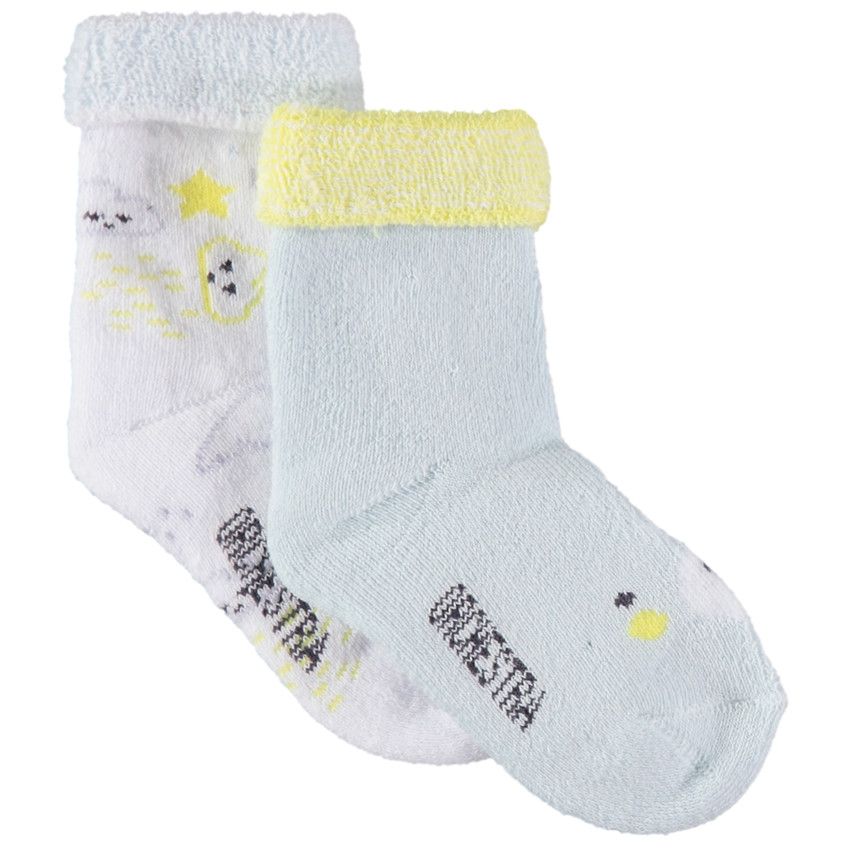 Lot de 2 paires de chaussettes en bouclette à motifs jacquard - Bleu