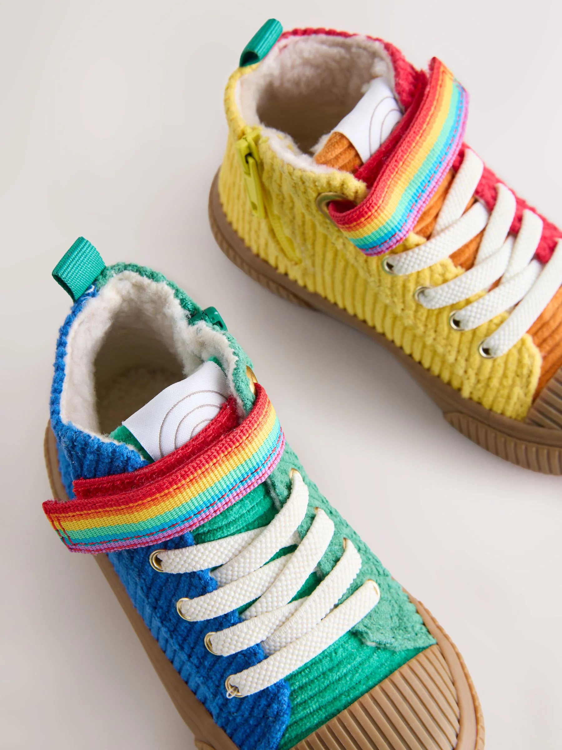 Regenboogprint - Little Bird by Jools Oliver Corduroy Borg Lined Hi-Top Trainers