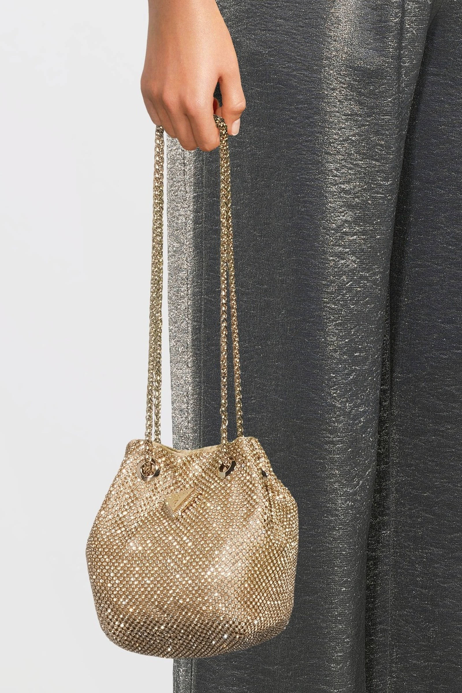 GUESS handtas met strass Zalina goudkleurig