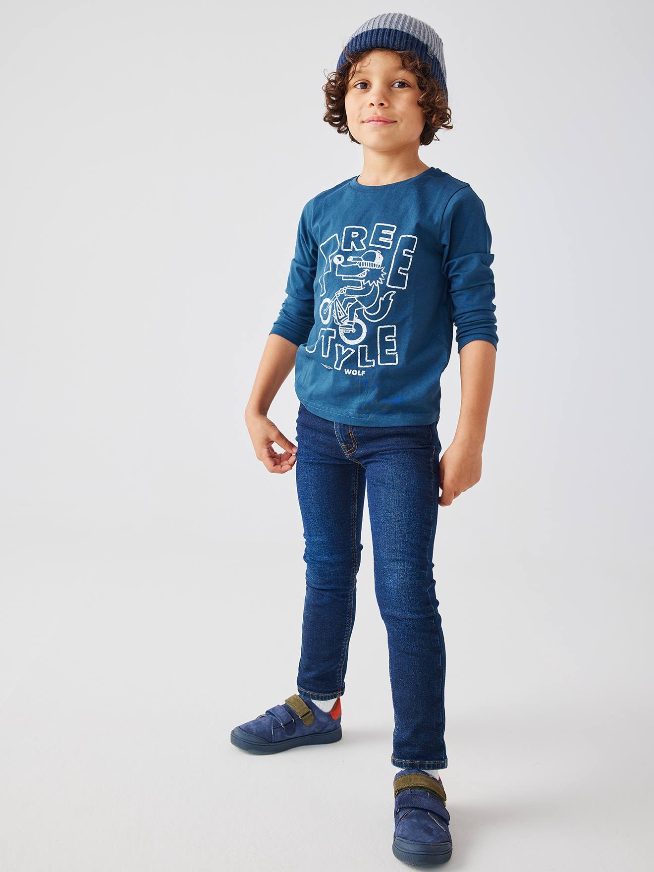 Conjunto de 3 camisetas de manga comprida sortidas para meninos, azul marinho