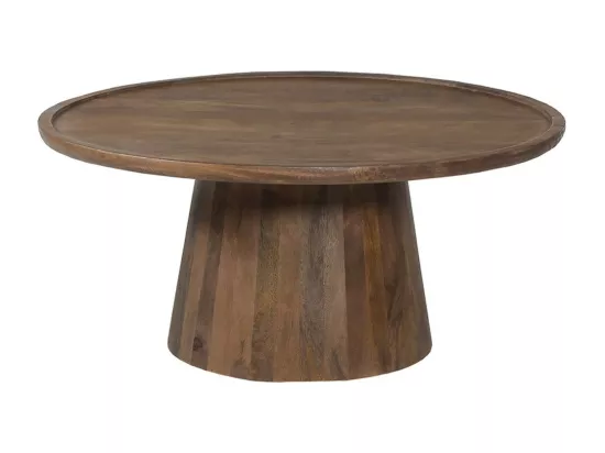 Table basse ronde en bois massif collection JAKARTA - Style ethnique et design - Diamètre 80cm