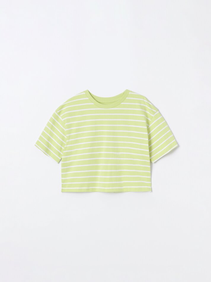 Camiseta cropped de manga curta - Amarelo claro