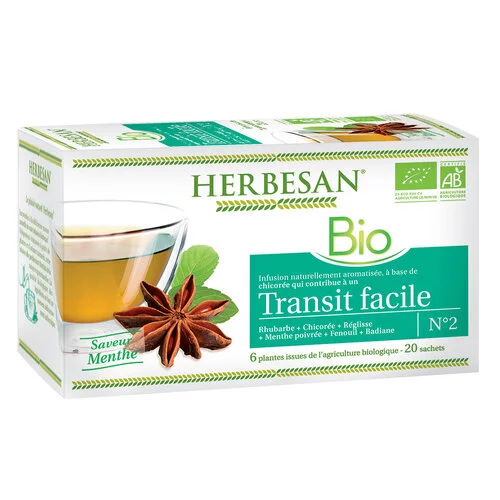 INFUSION TRANSIT FACILE BIO- Saveur Menthe - Sans plastique- 100% plantes bio - 20 Sachets en papier