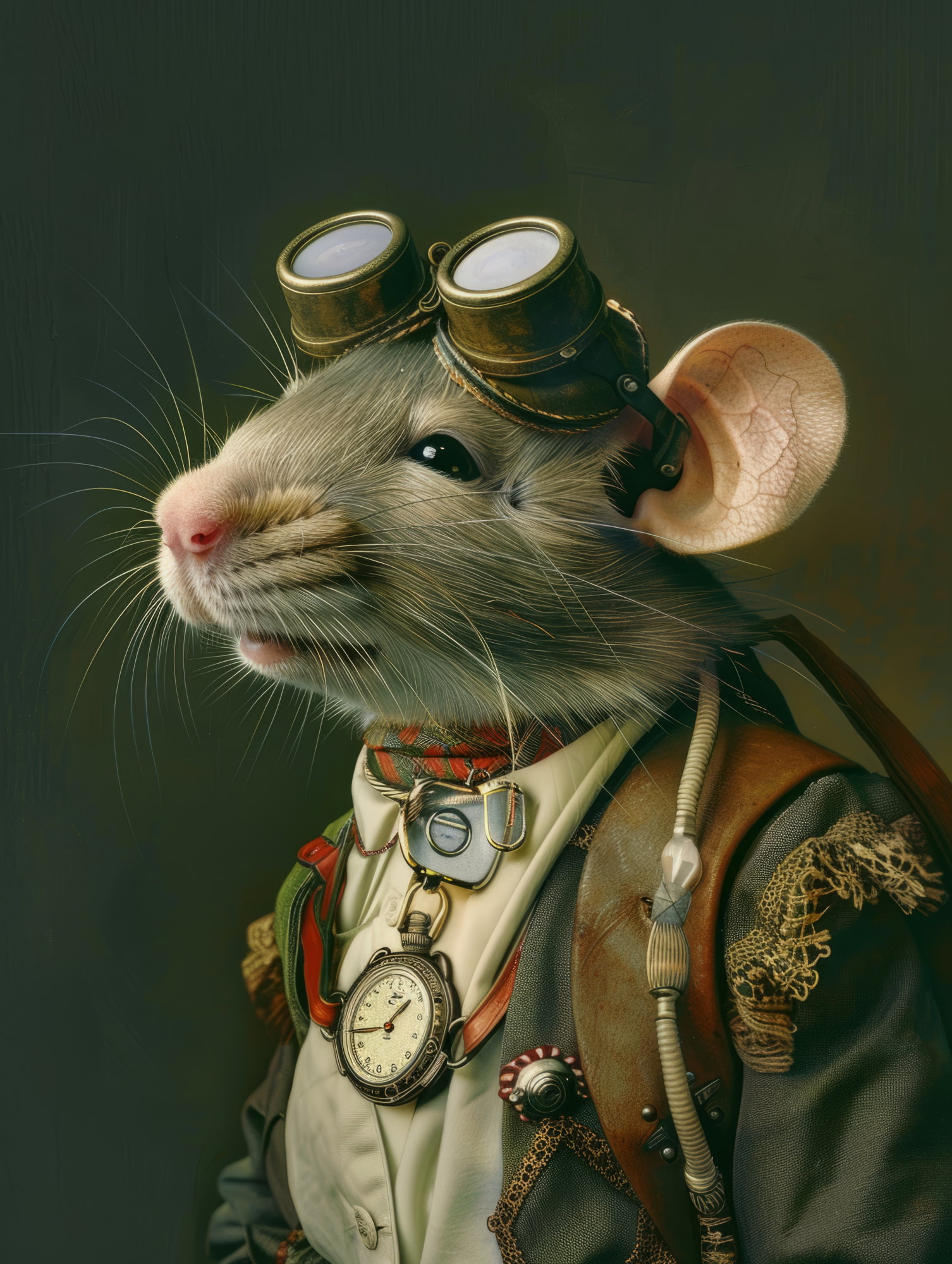 Canvas schilderij van een Rat 40x60 cm