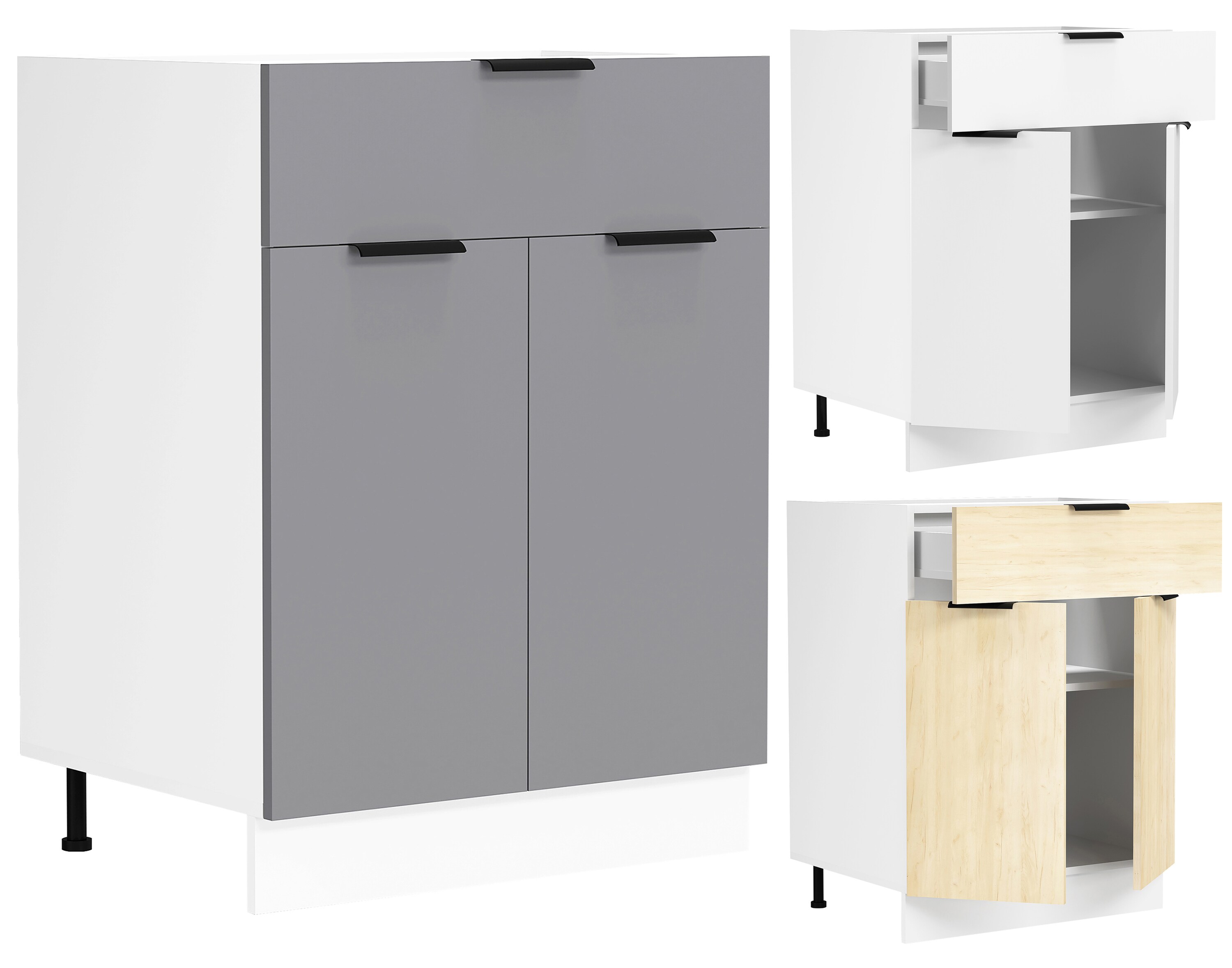 VCM Küchenschrank Breite 60 cm Schublade Unterschrank Küche Küchenmöbel Fasola