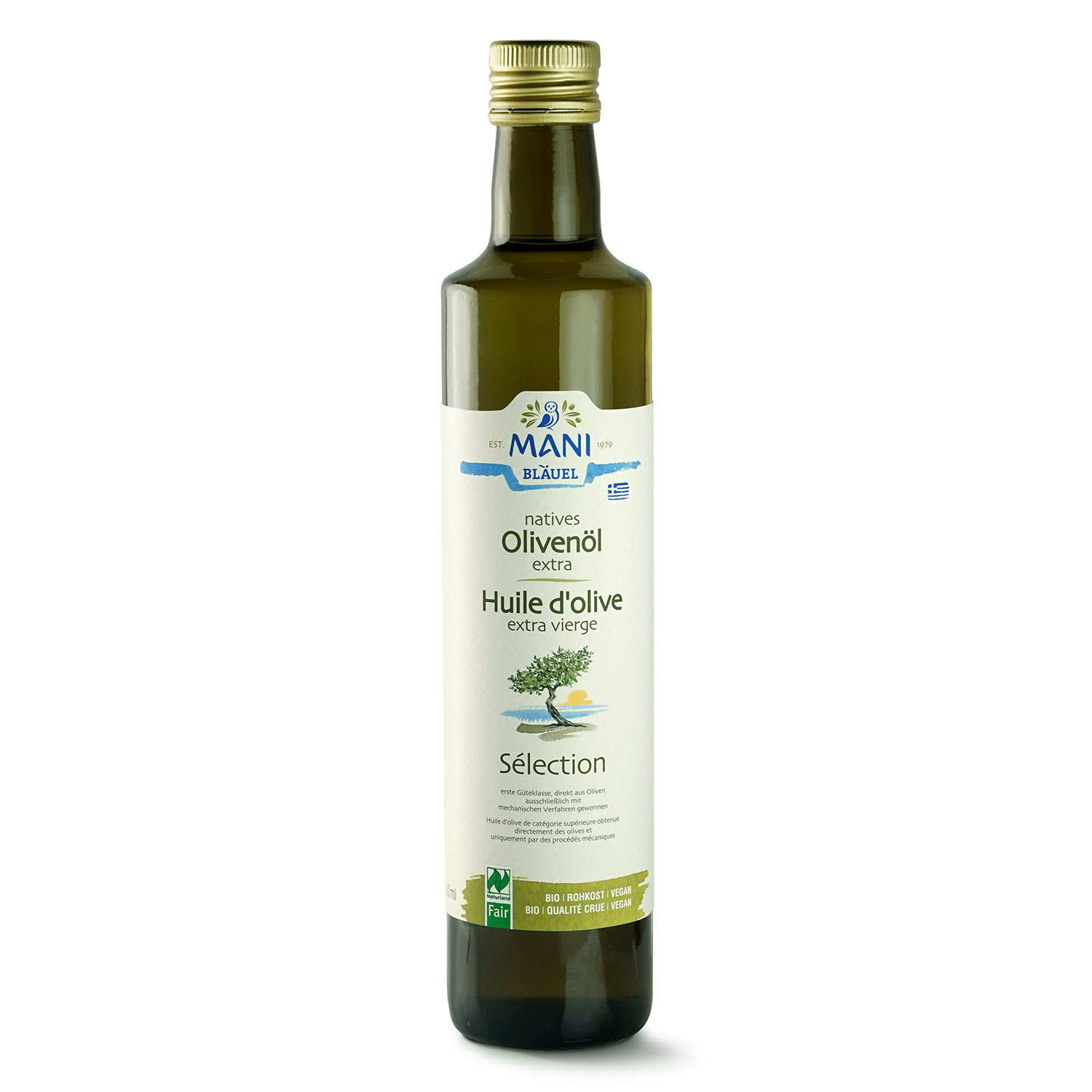Huile d'olive de Grèce bio variété koroneiki - Mani Blauel