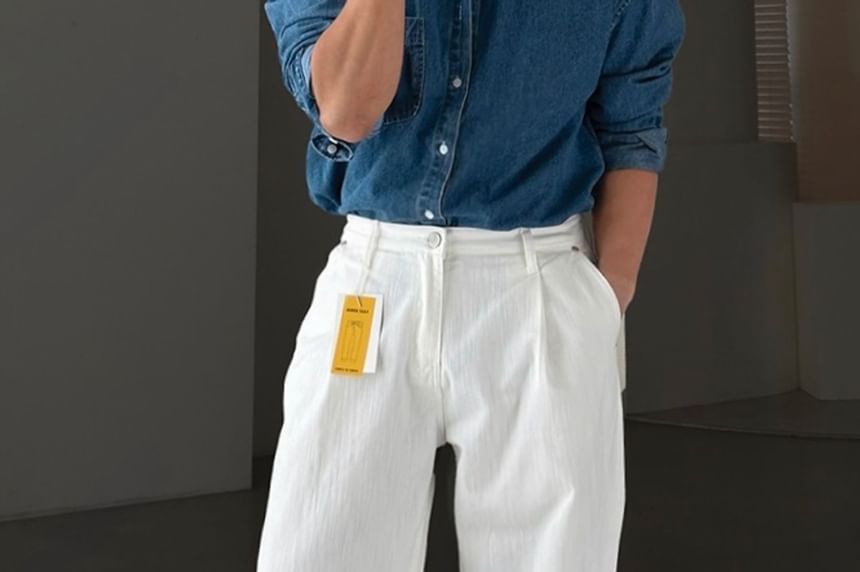 SeoulPop - Rechte broek met middelhoge taille en effen pijpen