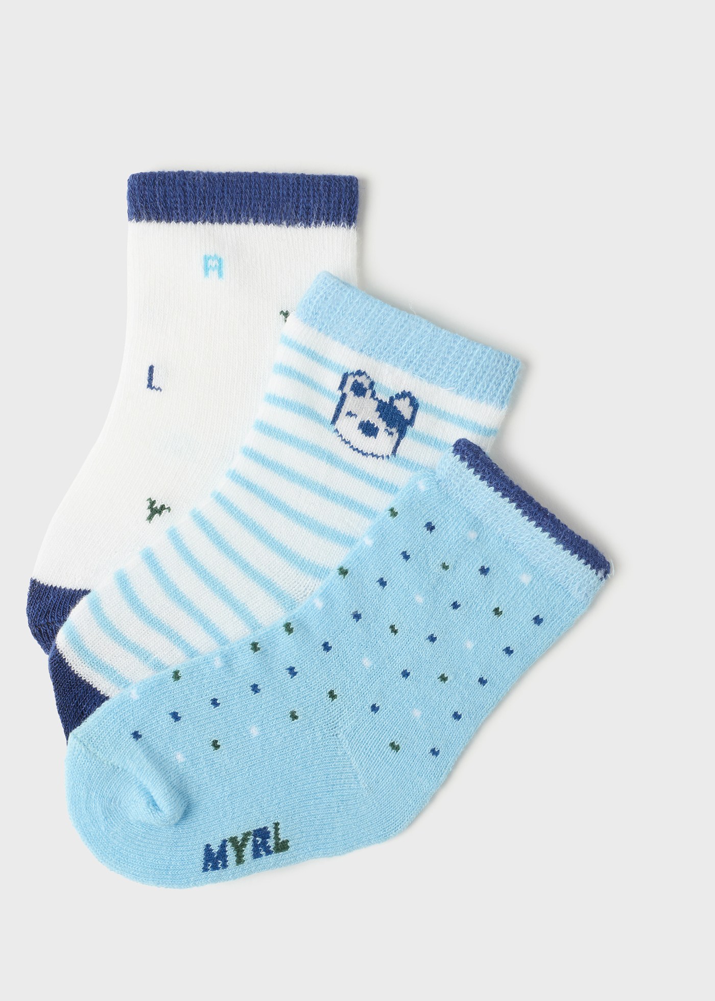 Pacote com 3 pares de meias estampadas para recém-nascidos