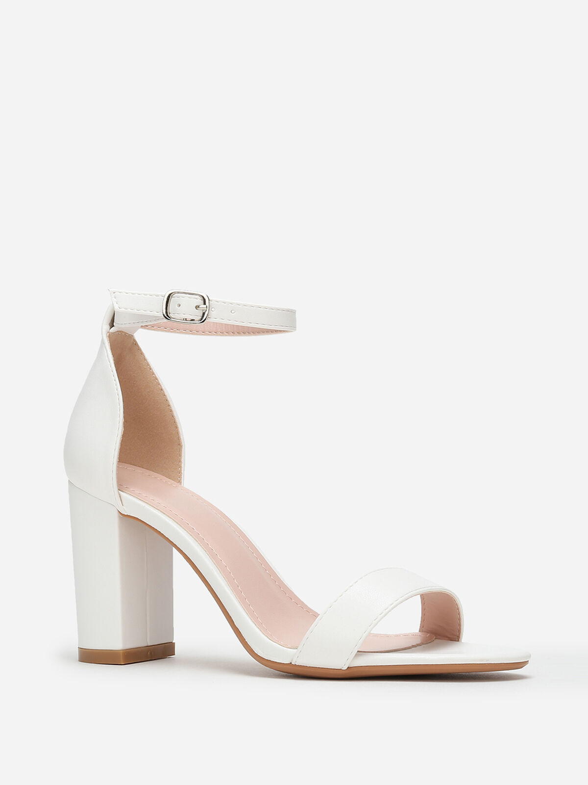Sandales à bride et talon carrés- Blanc