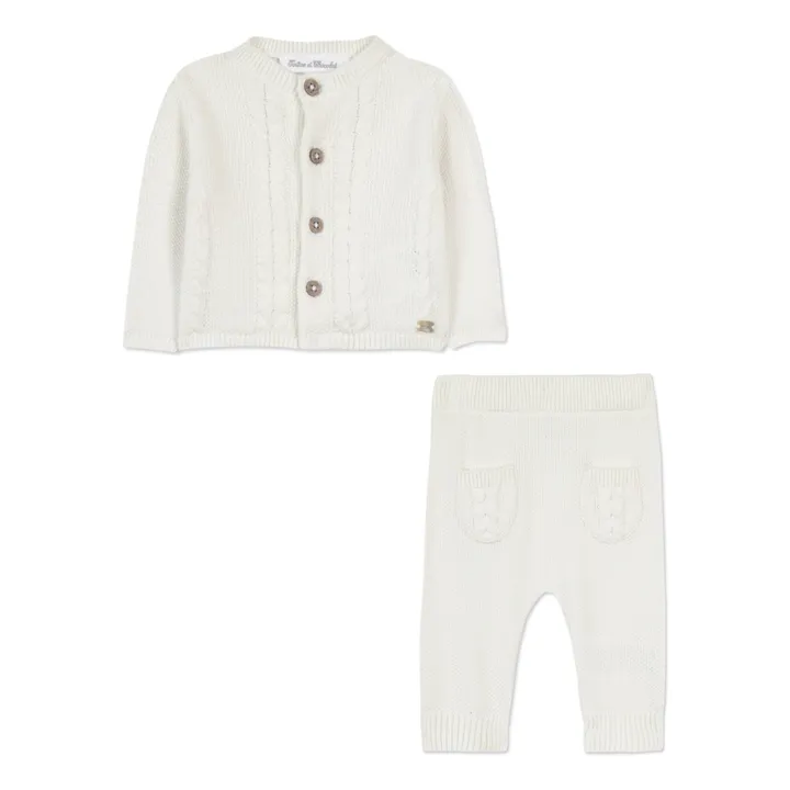 Tartine et Chocolat Ensemble Cardigan et Legging en Maille | Blanc