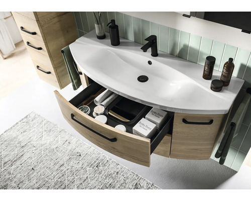 Jungborn wastafelmeubel VENTITRE BxHxD 116,3 x 49,2 x 46 cm Frontkleur halifax eiken naturel