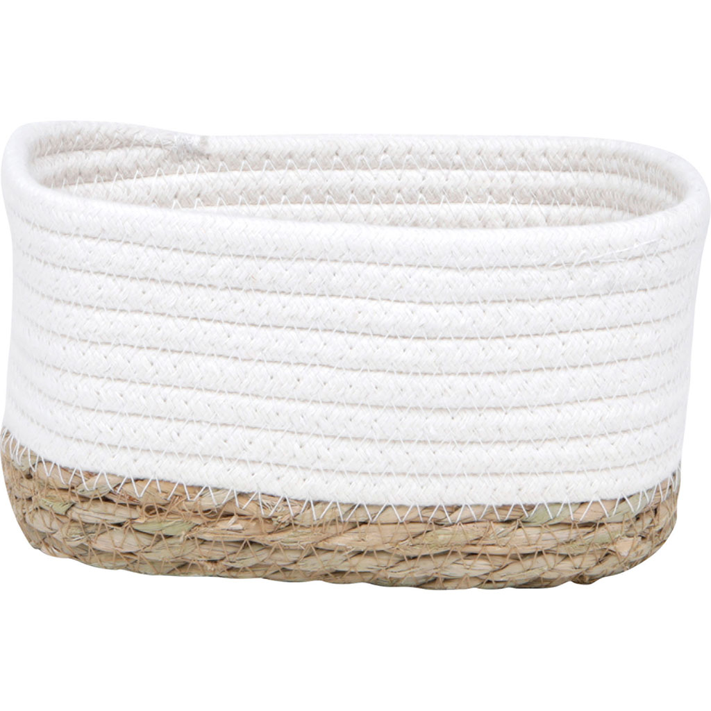 Panière rectangulaire coton blanc naturel 19x10x11cm