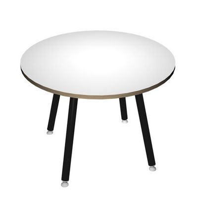Table ronde - H74 cm - 80 cm - 3 pieds métal anthracite - plateau blanc