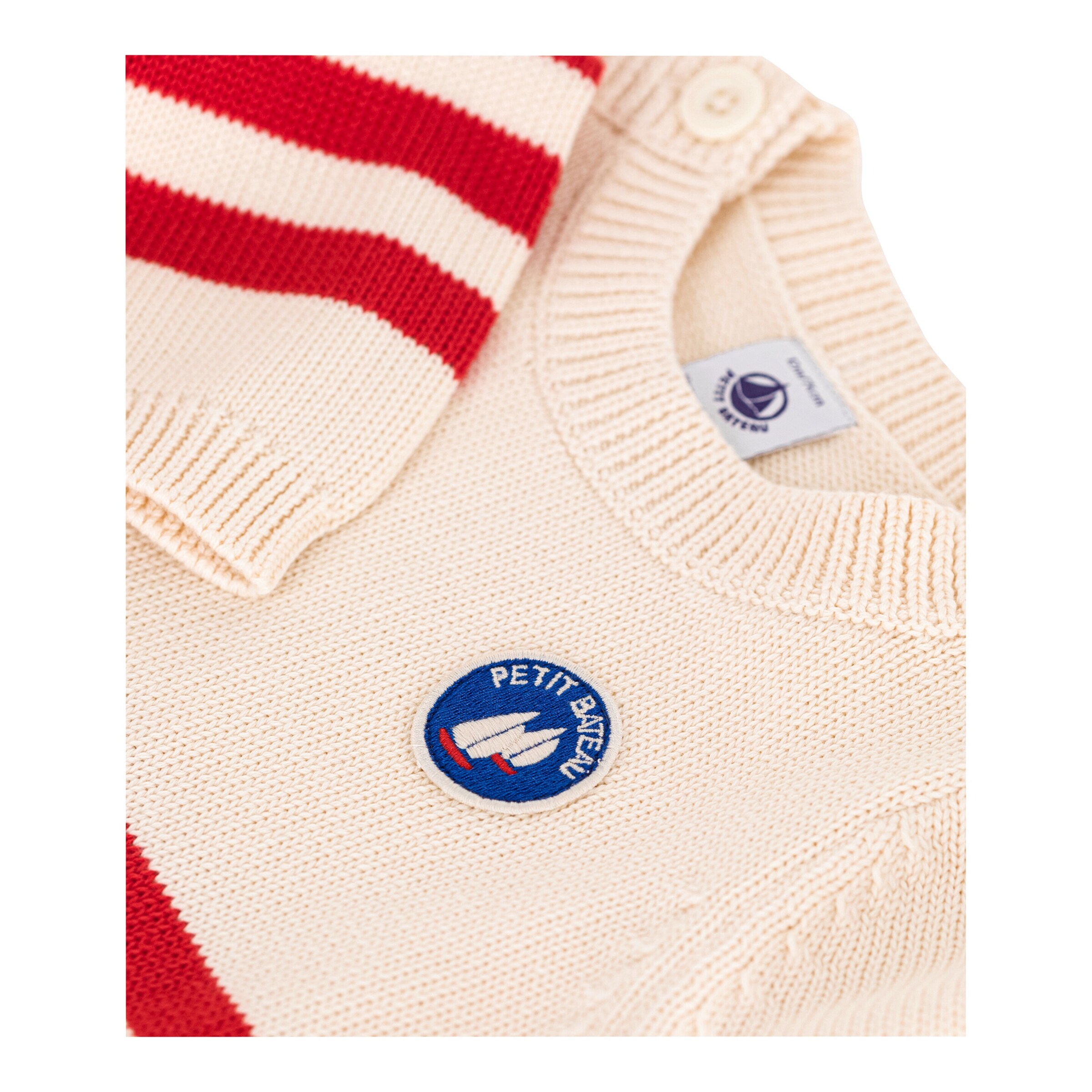 Petit Bateau Pullover Ringel natur/rot