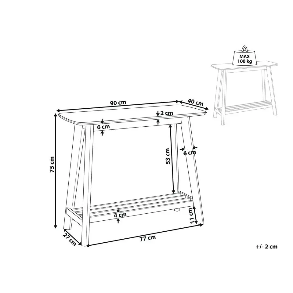 TULARE - Consoletafel - Lichte houtkleur - Rubberhout