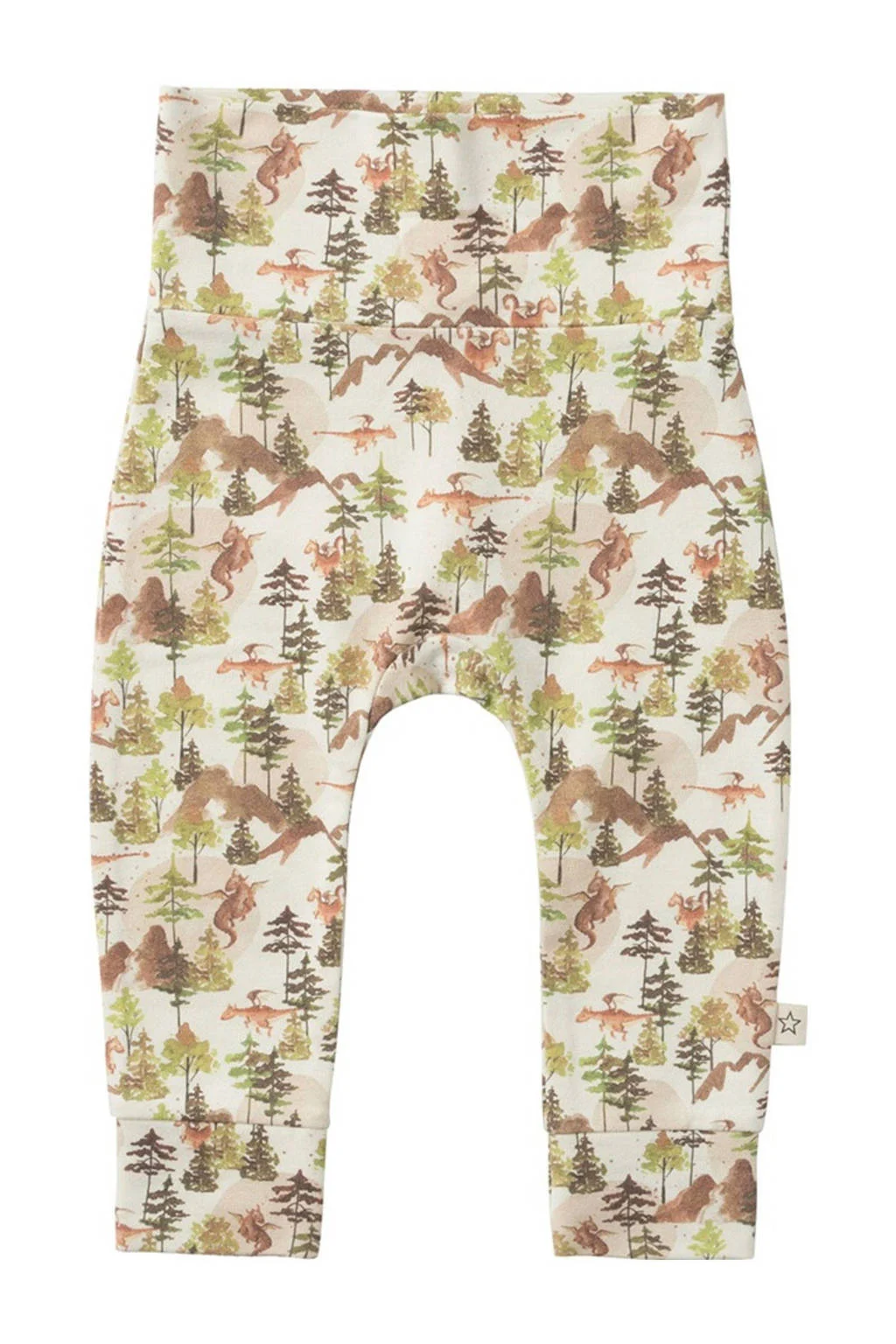 Your Wishes baby broek met all over print wit/groen/bruin