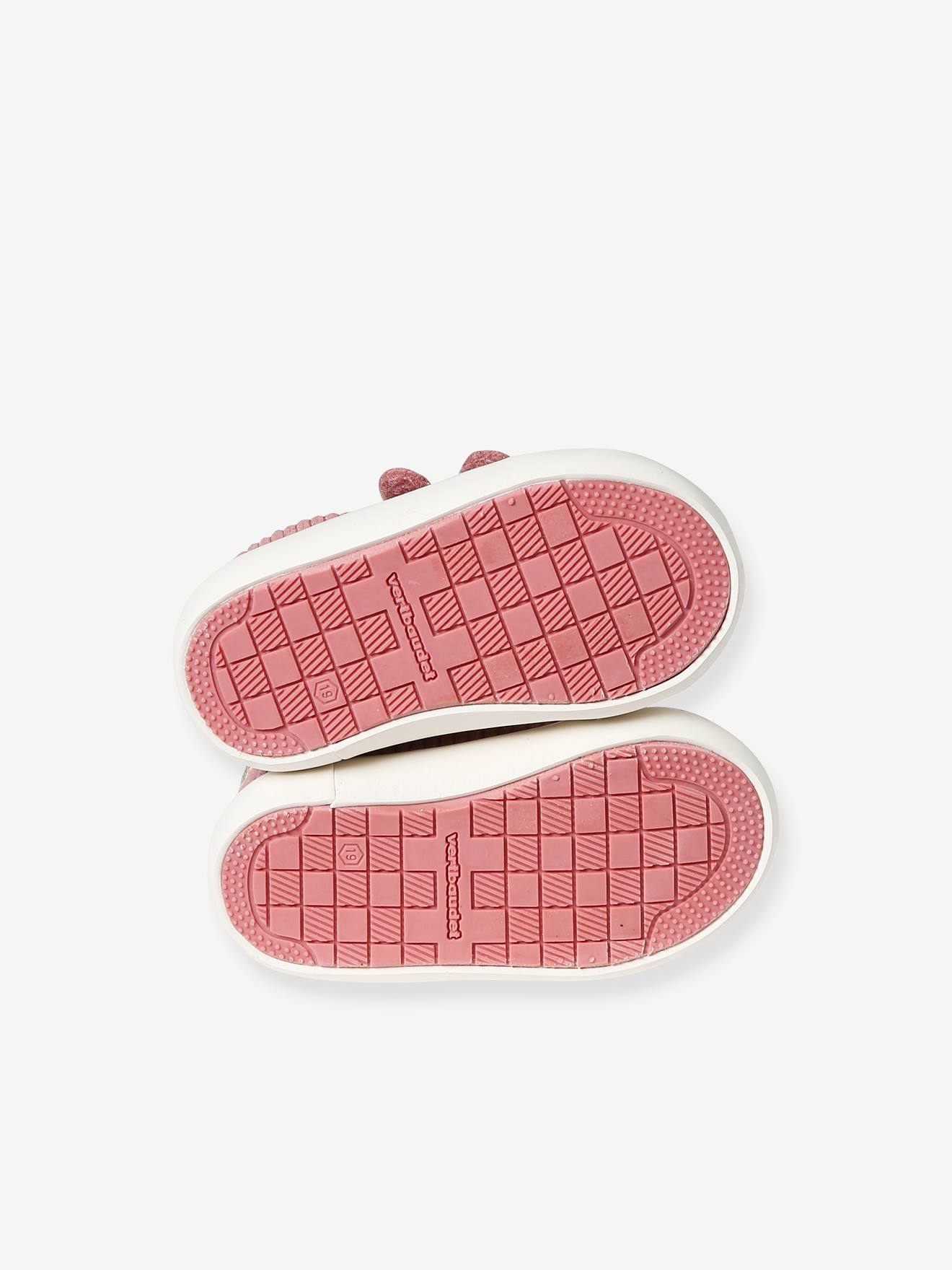 Tênis de lona infantil com fecho de velcro, rosa antigo