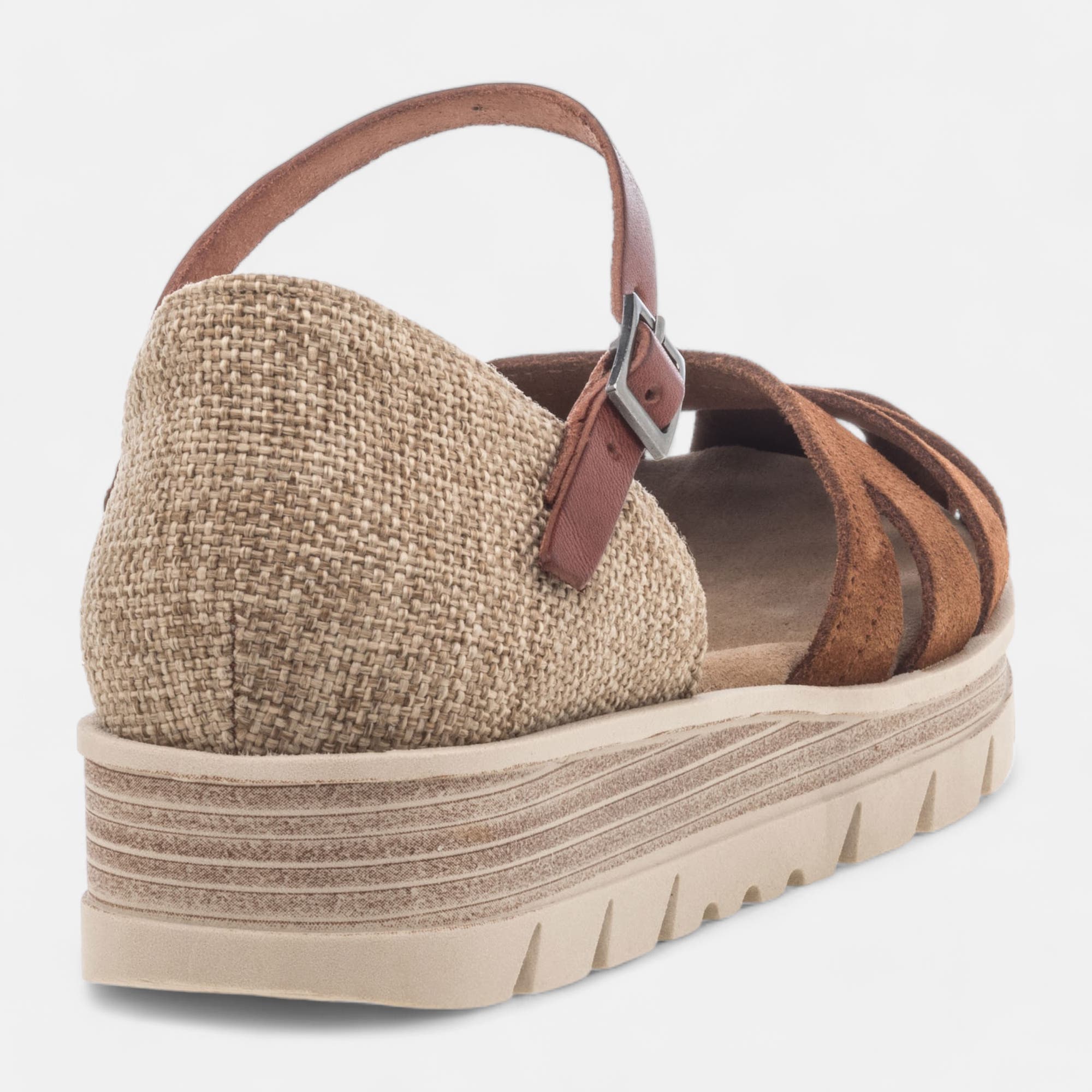 Sandales Femme en cuir cognac