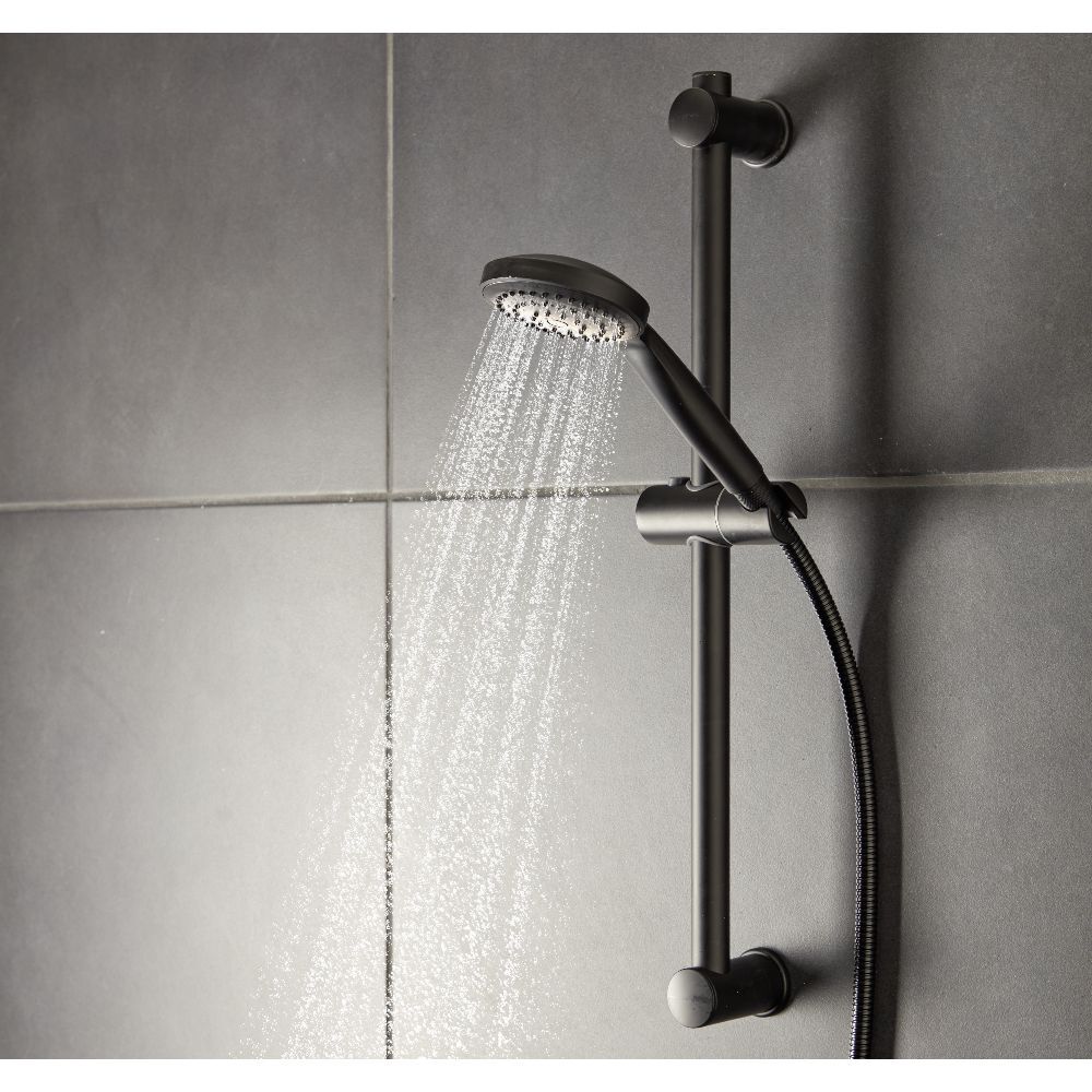 Kit de douche pommeau avec flexible et barre support noir