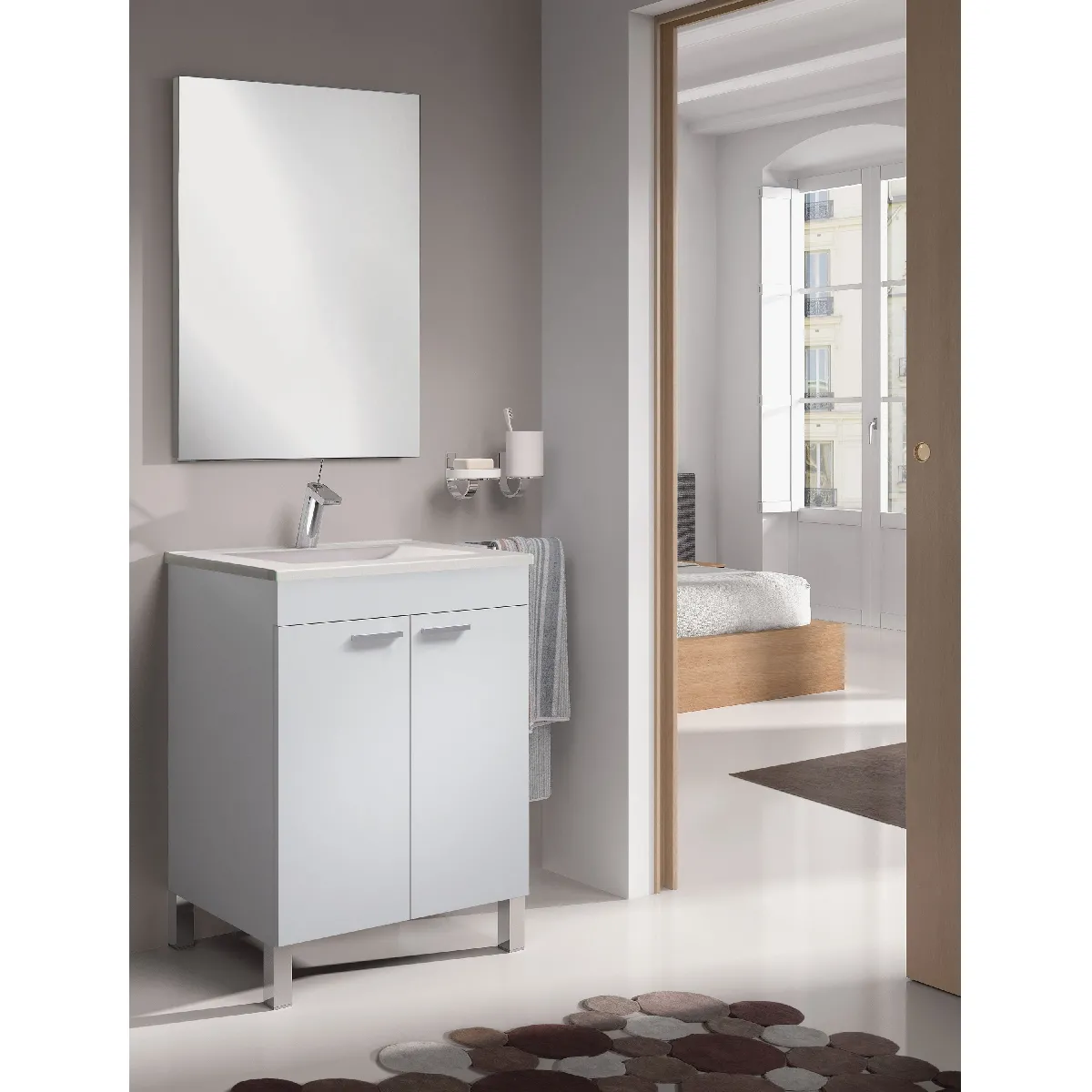 Alter Meuble sous-vasque Blanc brillant