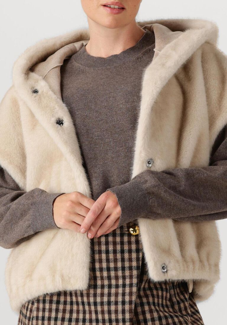 beige studio ar gilet olena faux mink