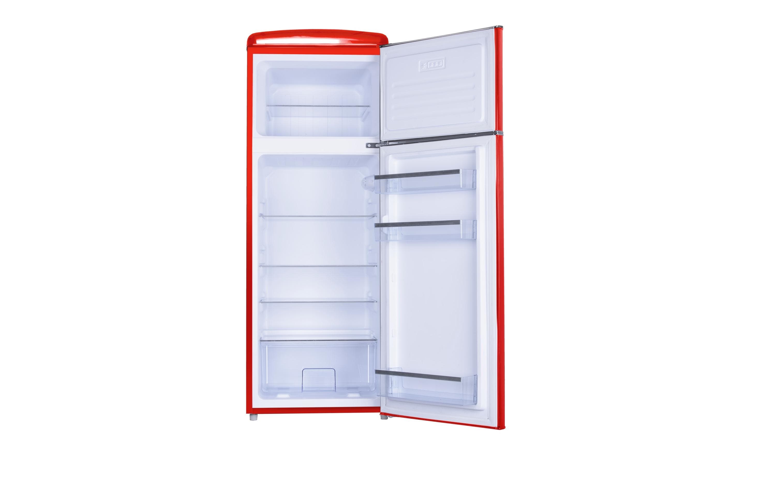 Kühlschrank KS3666 Rot, Rechts<br>Freistehender Kühlschrank im Retro-Design