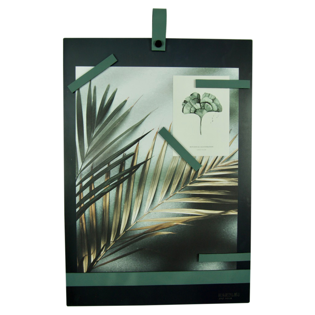 Magneetbord met magneetstrips Leer: Vaalgroen (inclusief 6 leren magneetstrips)