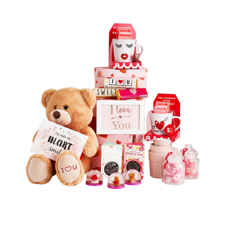 Cadeaudoos hart - roze - 27x22x13 cm