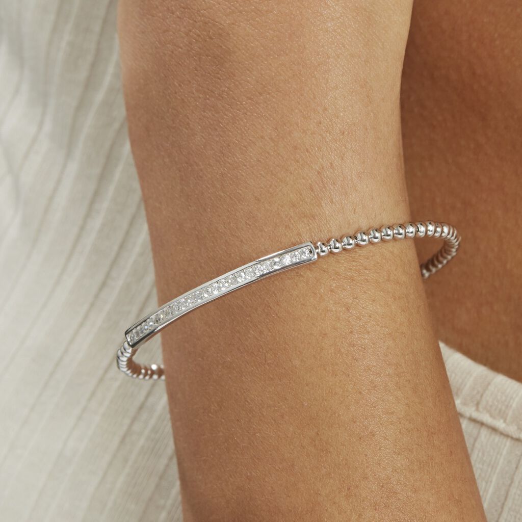 Bracelet Jonc Fuerza Argent Blanc Oxyde De Zirconium