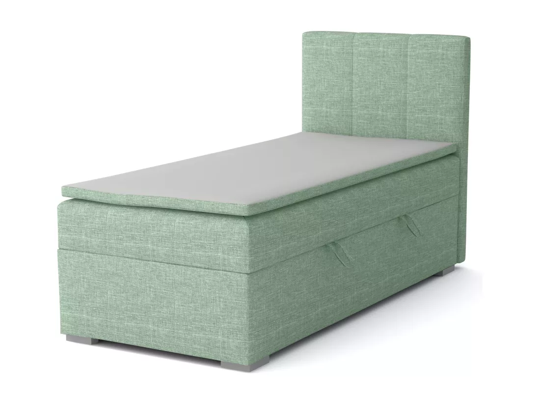 LIT SIMPLE avec tiroir de rangement et surmatelas, côté droit Monaco Mini 100x200 cm, Lux 29 (Vert pâle)