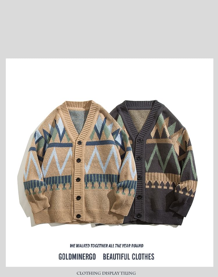 Yelmenor - Oversized vest met V-hals en patroon