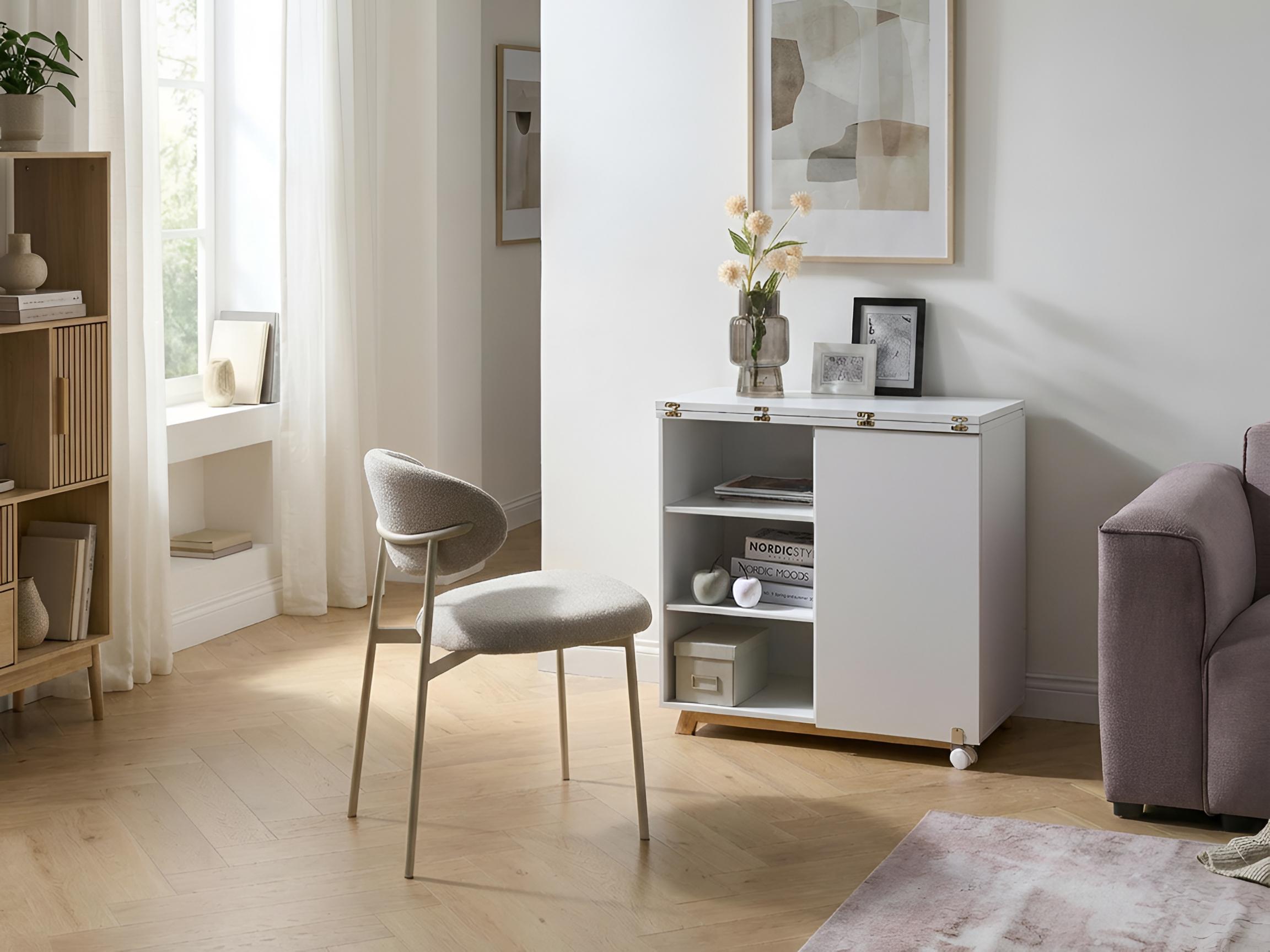 Secretaire FLOMOT Wit 80 cm 40/80 cm inklapbaar