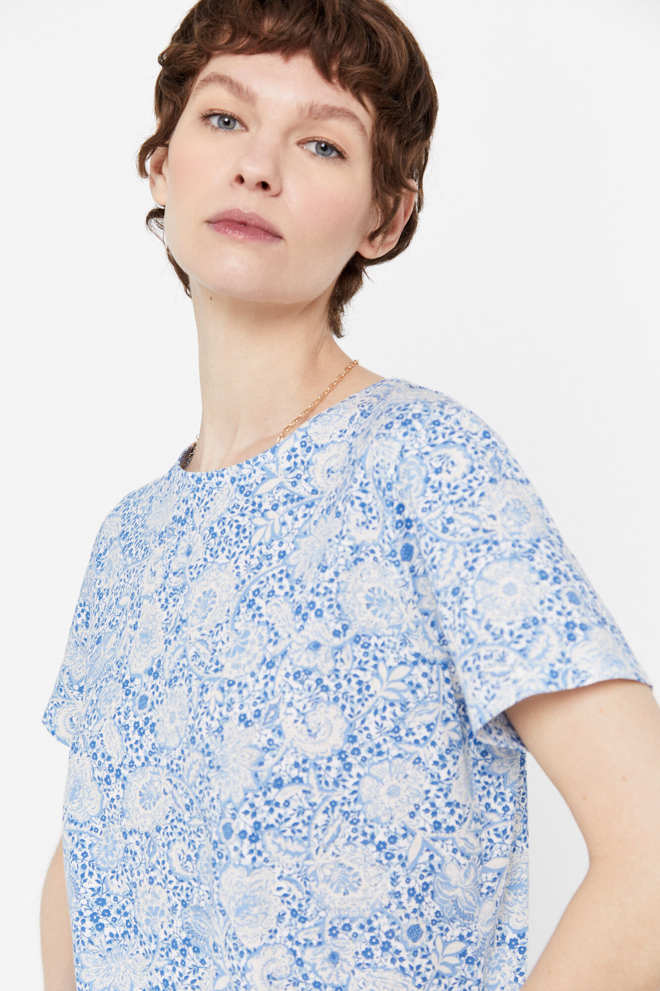 Camisa estampada com motivo floral - Estampa azul