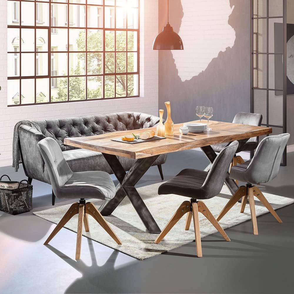 Lomadox Sofa für Wohn- und Esszimmer in dunkelgrau mit Chesterfield Steppung, B/H/T: ca. 170/83/70 cm