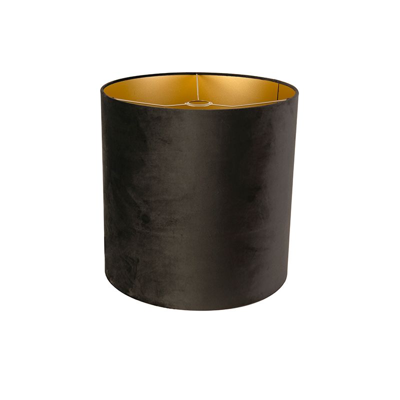 Velours lampenkap zwart 40/40/40 met gouden binnenkant