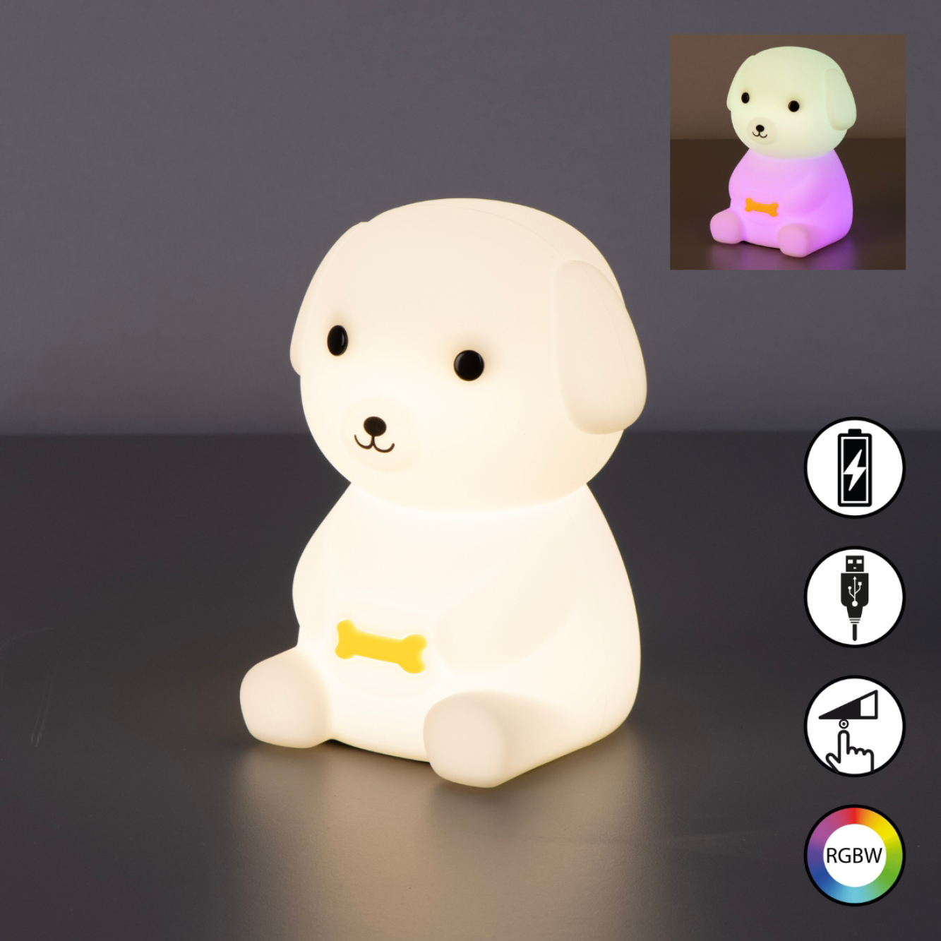 PUPPY - HOND LAMP (ACCU) WIT