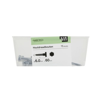 KARWEI houtdraadbout M6x60 mm 15 stuks