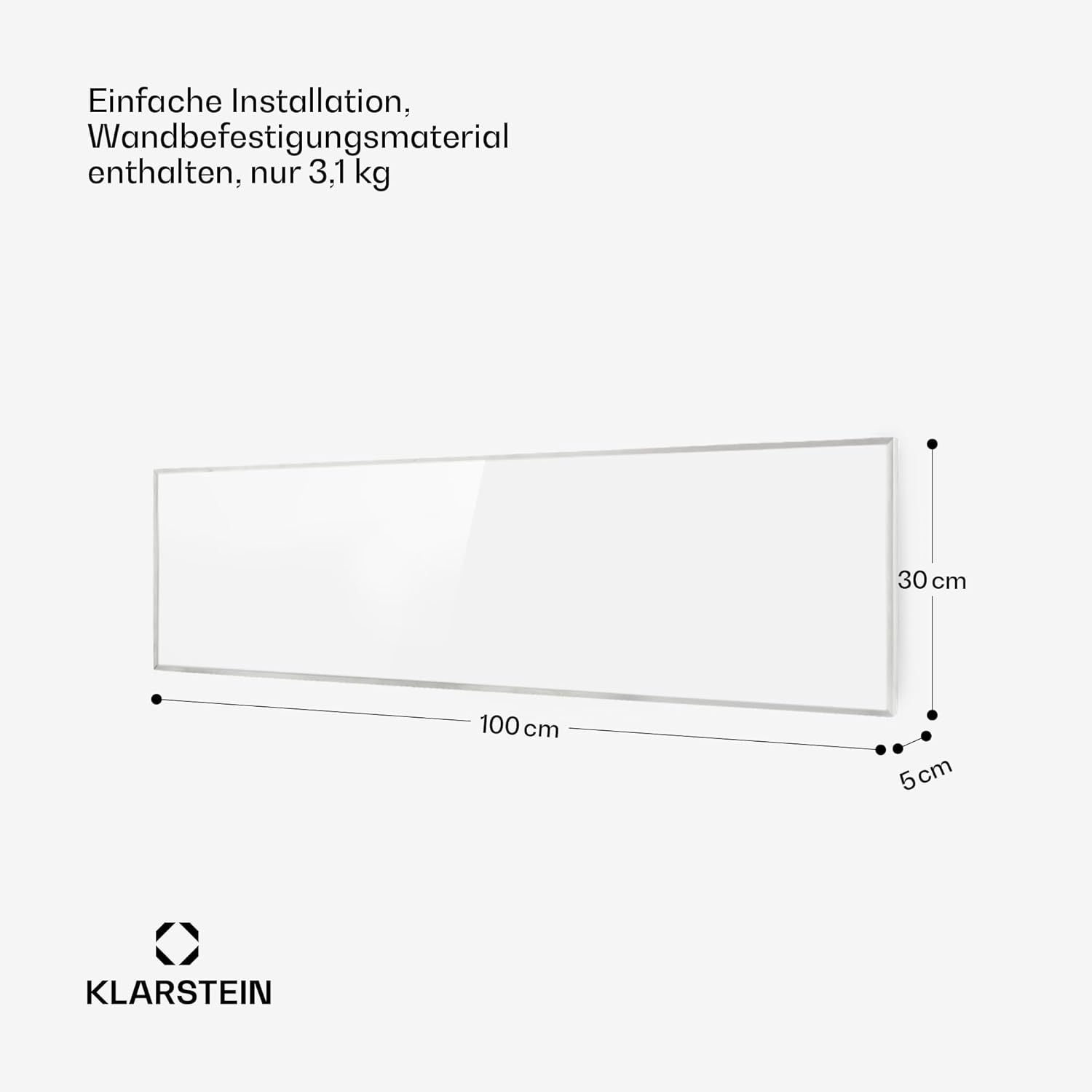 Klarstein Infrarotheizung mit Thermostat, 300W Elektroheizung, Smart Home Bild-Infrarotheizung zur Wandmontage, IR mit IoT/WiFi App-Control, Feuchtraum Flach-Heizkörper, CO2-Freie Wand Heizung