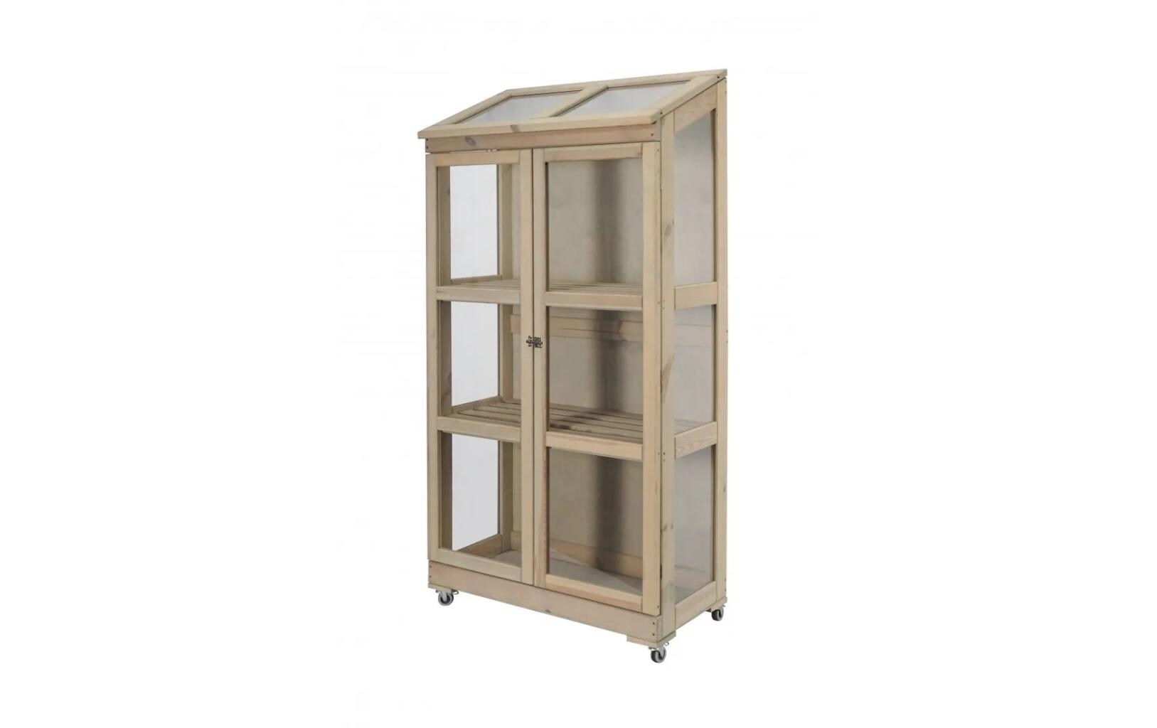 Gewächshaus Maria 86 x 44 x 180 cm grau<br>Geräumiges Holz-Gewächshaus