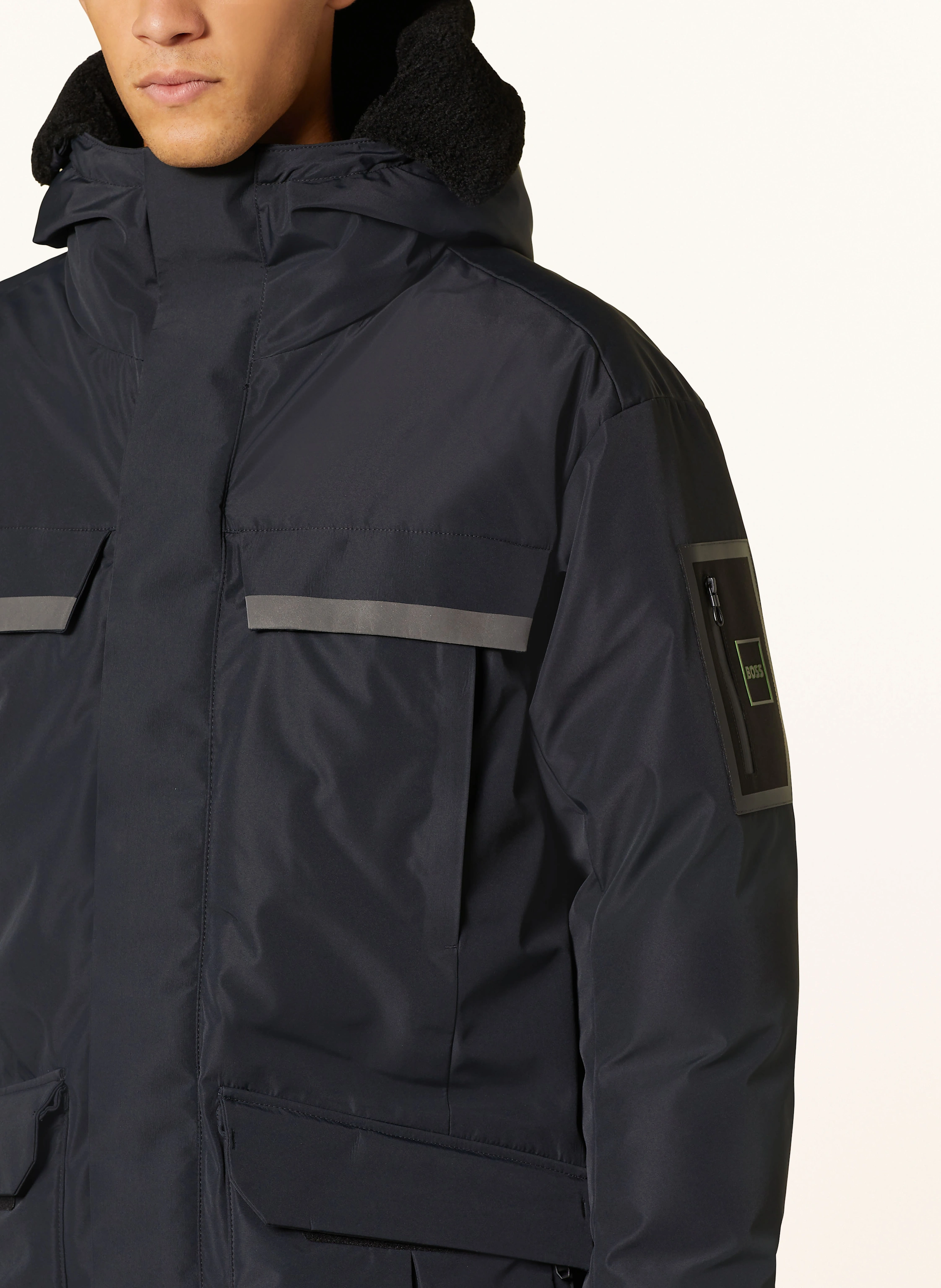 BOSS Daunenparka SOLORG mit abnehmbarem Kunstpelz