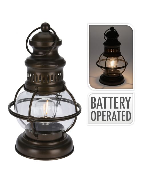 Homestyle Lantaarn Antiek - Verlichting - 16.5x15.5x27 cm Bruin